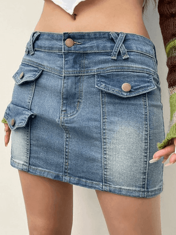 Blauer Cargo-Minirock aus Denim