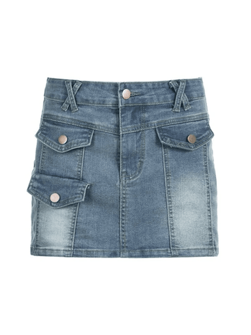 Blauer Cargo-Minirock aus Denim