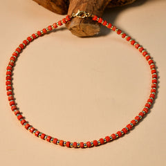 Boho Enamel Bead Embellished Choker Necklace - Red