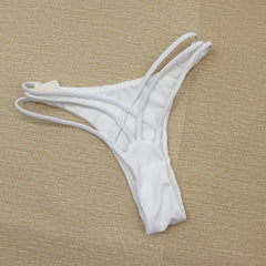Cut  Out Crisscross Strappy Bikini Thong Bottom - White