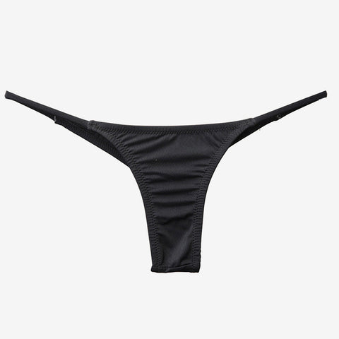 Geraffter String-Bikini-Tanga - Schwarz