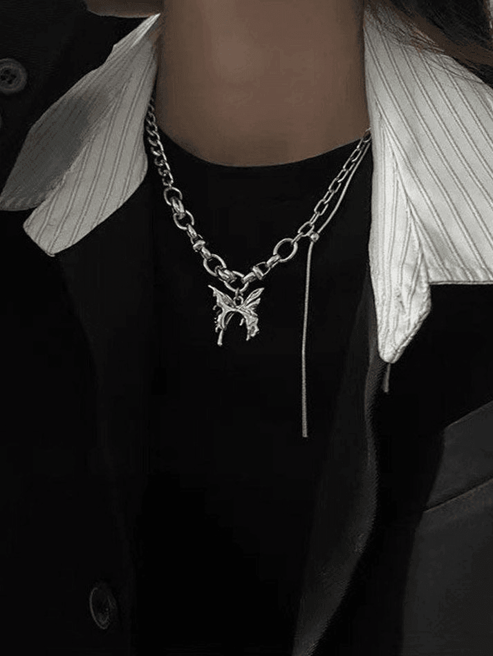 Butterfly Pendant Link Chain Necklace
