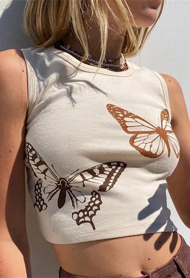 Butterfly Print Crop Top