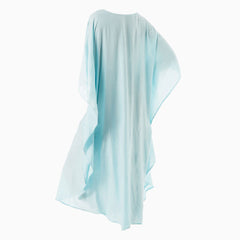 Casual Ethnic Print V Neck Batwing Sleeve Maxi Cover Up - Teal