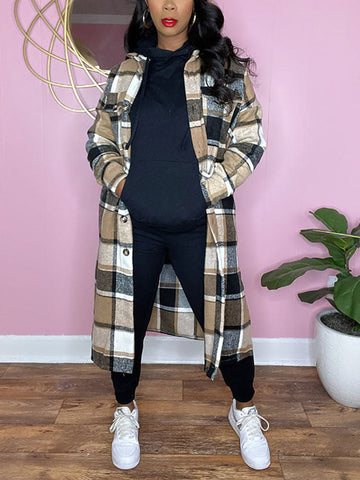 Karierter Hemdmantel mit Knöpfen