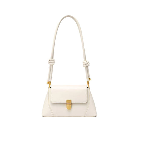 Bolso baguette Celebrity en tono dorado con solapa y hebilla - Beige