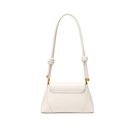 Bolso baguette Celebrity en tono dorado con solapa y hebilla - Beige