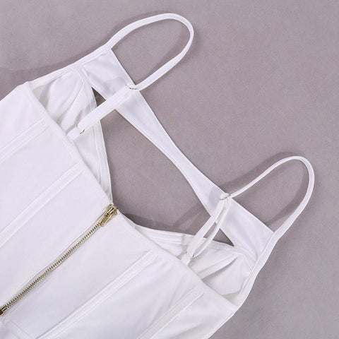 Ärmelloses, kurzes Korsett-Top mit Cut-Out-Netzbesatz und abgerundetem Saum - Weiß