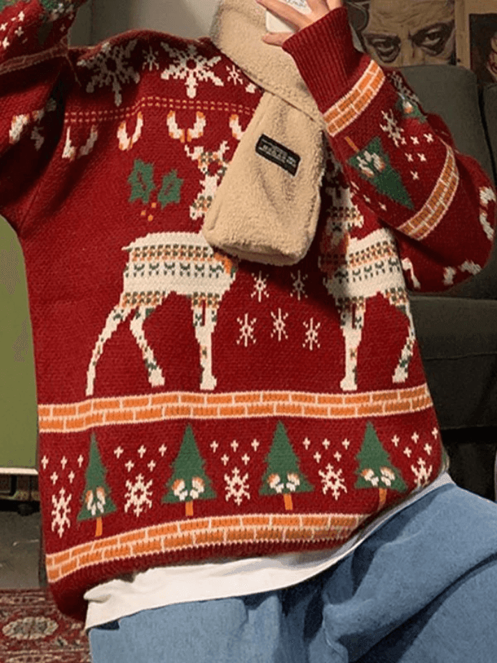 Christmas Deer Crew Neck Sweater