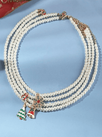 Collar de perlas navideñas