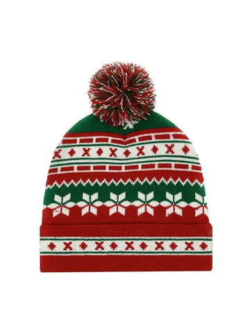 Gorro de punto con pompón de jacquard navideño