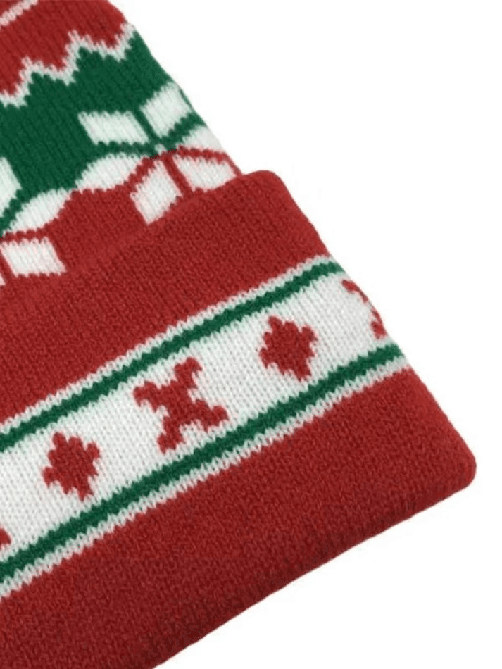 Christmas Jacquard Pompom Knitted Beanie Hat