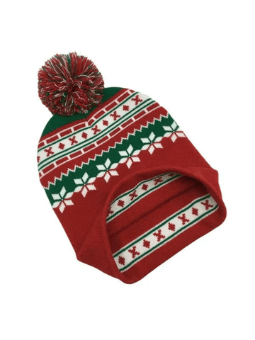 Gorro de punto con pompón de jacquard navideño