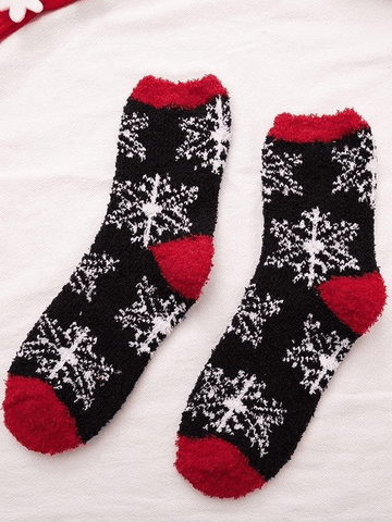 Calcetines de vellón con copos de nieve navideños