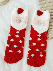 Christmas Snowman Coral Fleece Socks