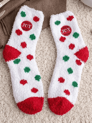 Weihnachtssocken aus Korallenfleece mit Wellenpunkten
