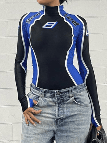 Color Block Long Sleeve Bodysuit
