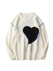 Colorblock Heart Unisex Knit Sweater