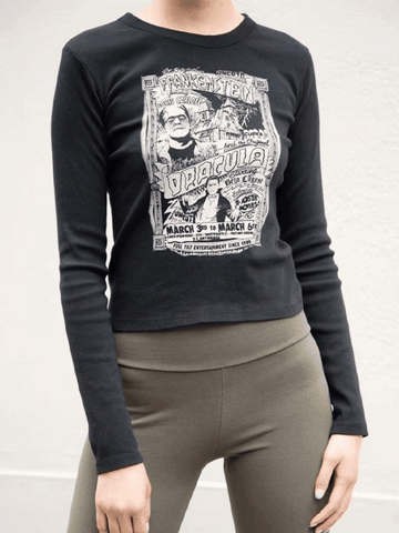 Langärmliges T-Shirt mit Comic-Print