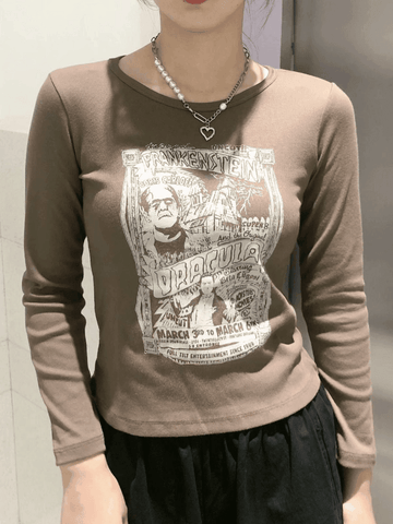 Camiseta de manga larga con estampado de cómic