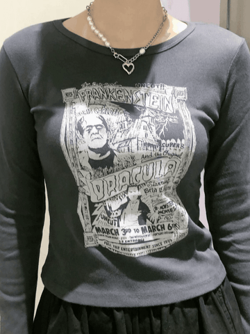 Langärmliges T-Shirt mit Comic-Print