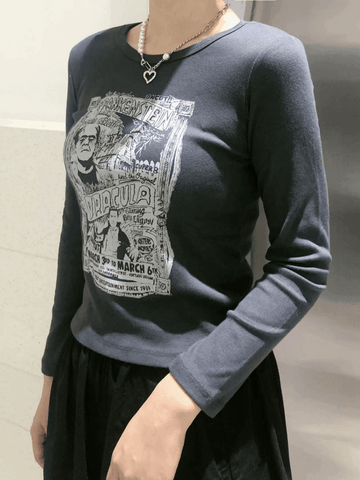 Camiseta de manga larga con estampado de cómic