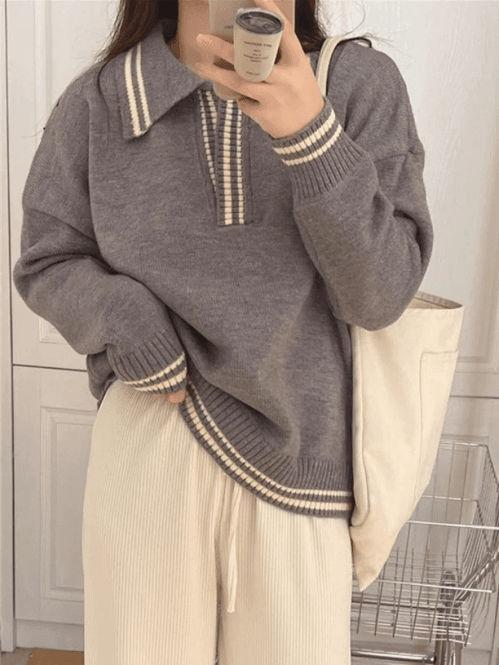 Pullover mit Kontrastbesatz