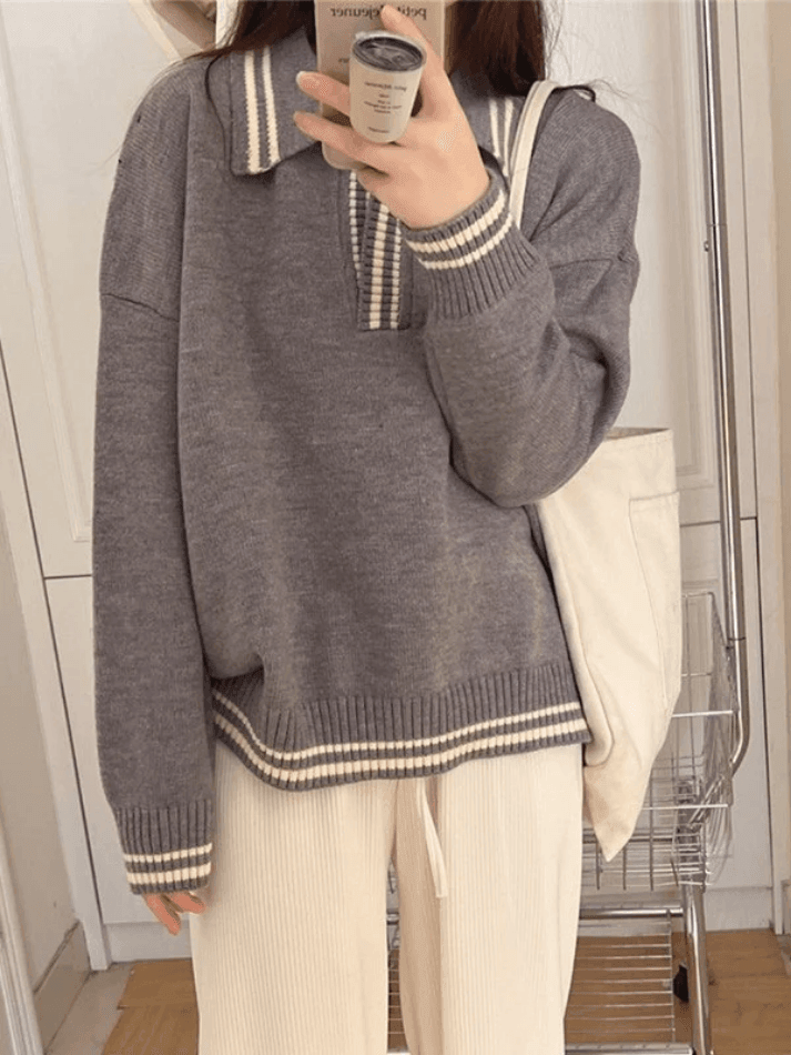 Pullover mit Kontrastbesatz