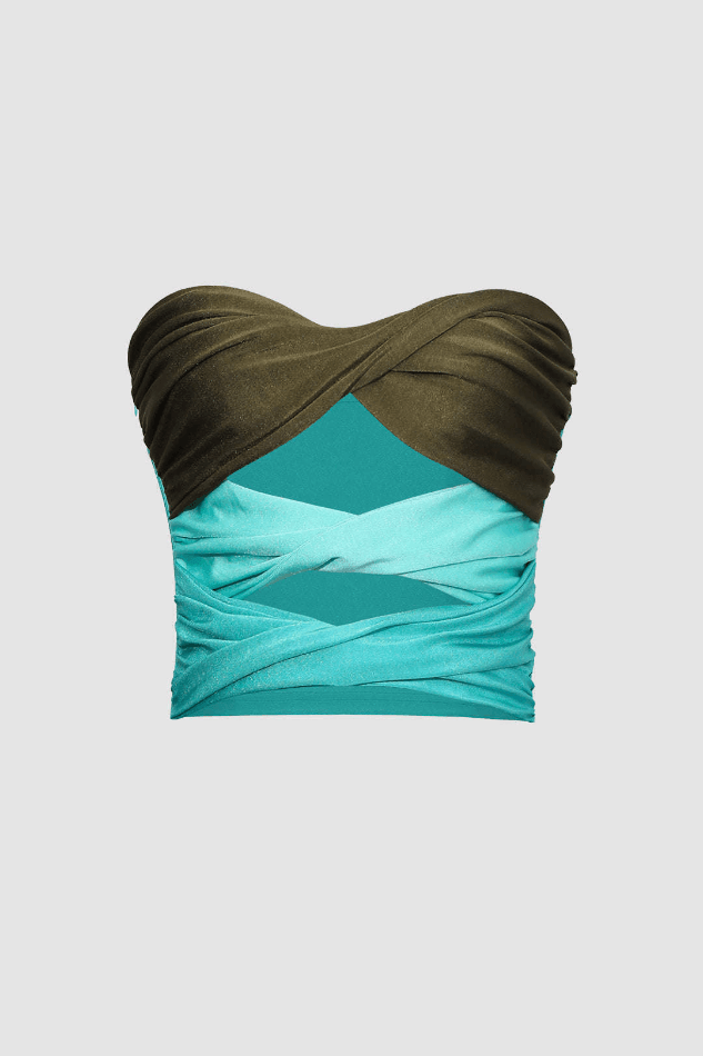 Contrast Twisted Front Tube Top