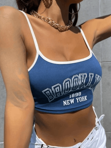 Kurzes Cami-Top mit kontrastierendem Vintage-Logo