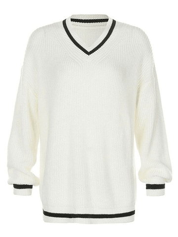 Vintage-Pullover mit Kontrastbesatz