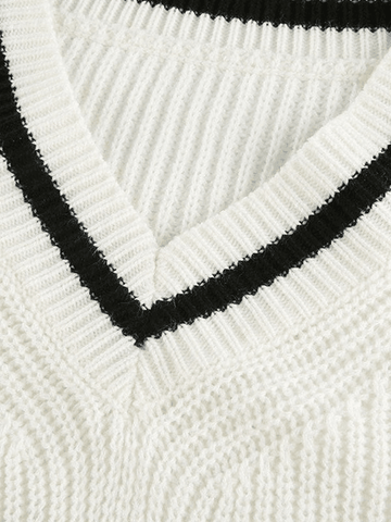 Vintage-Pullover mit Kontrastbesatz