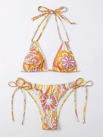 Convertible Floral Print Bikini Set