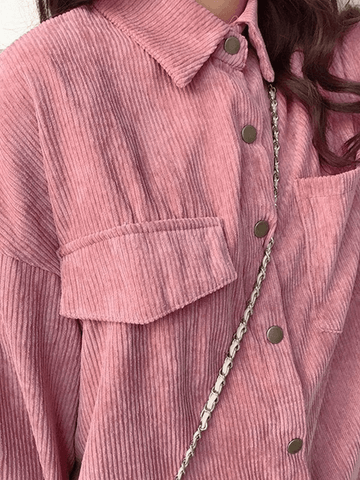 Cordbluse mit langen Ärmeln und Knöpfen