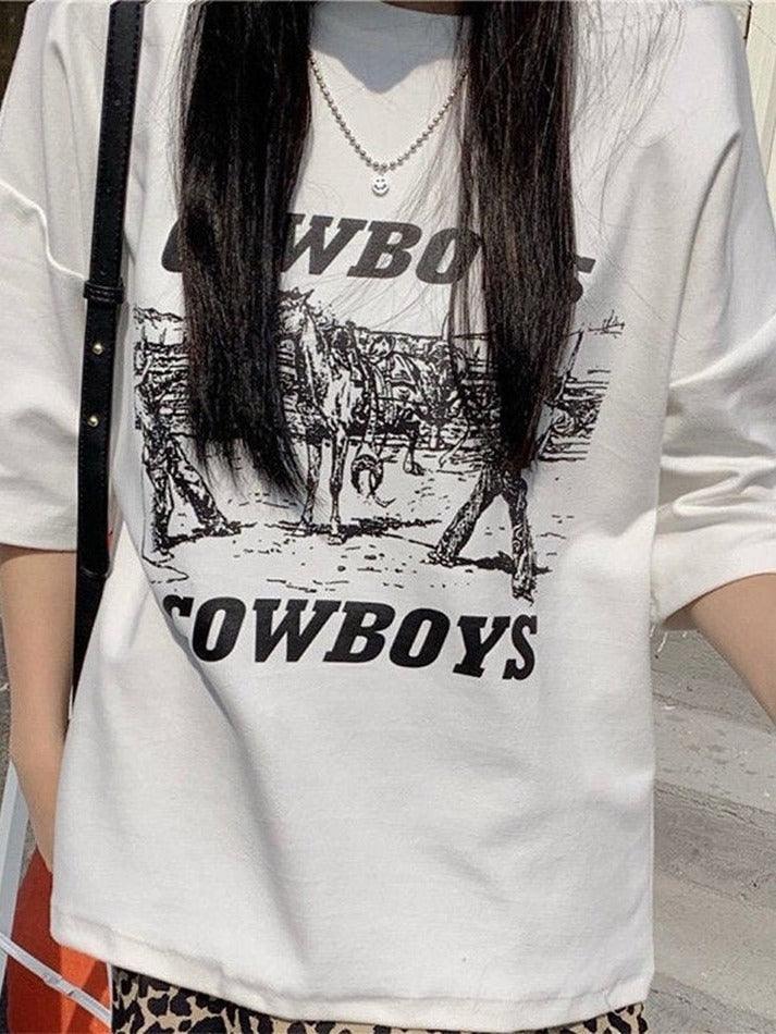 Camiseta con estampado de letras de vaquero