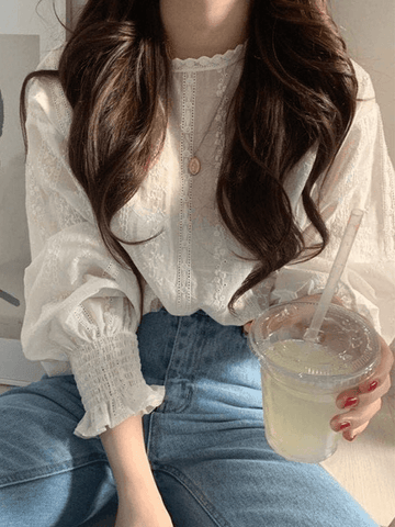 Crochet Lace Long Sleeve Blouse