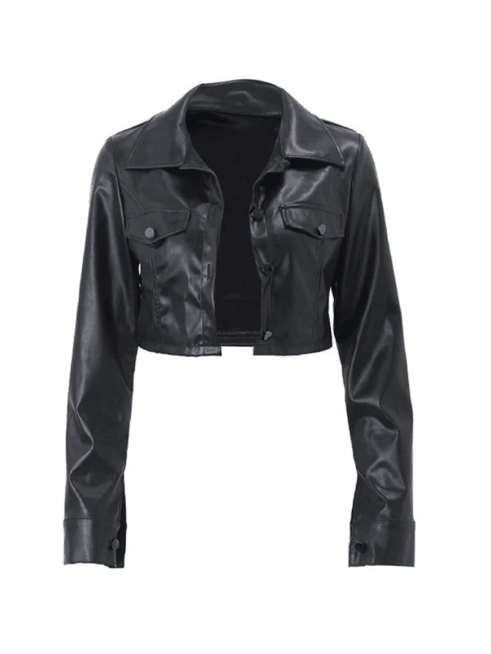 Cropped Black Biker Jacket