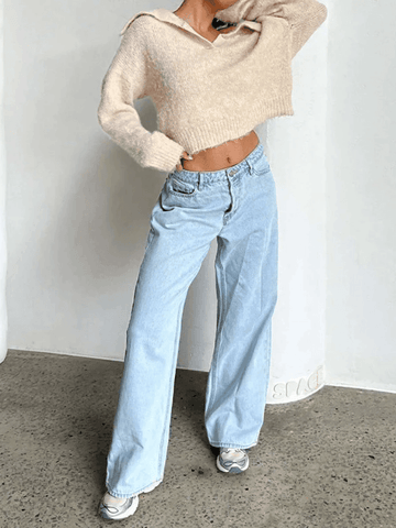 Cropped Fuzzy Knit Sweater