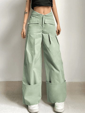 Pantalones cargo holgados con pliegues y dobladillo