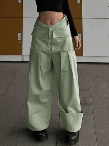 Pantalones cargo holgados con pliegues y dobladillo