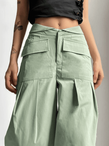 Pantalones cargo holgados con pliegues y dobladillo