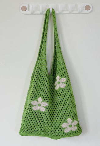 Öko-Schultertasche mit Blumen-Ausschnitt