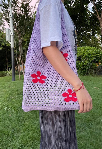 Bolso de hombro ecológico con flores recortadas