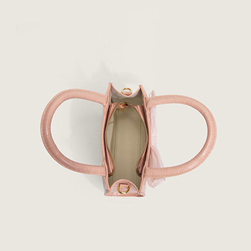 Cute Bow Detail Animal Pattern Crossbody Handle Bag - Pink