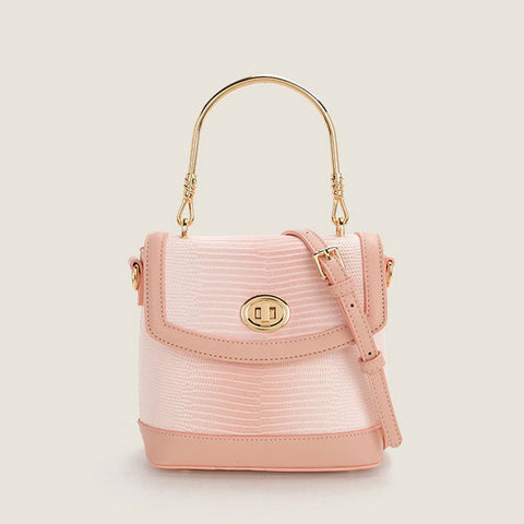 Bolso bandolera con asa superior plegable y detalle en relieve degradado - Rosa