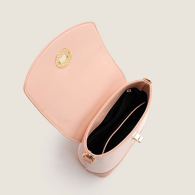 Cute Gradient Embossed Detail Foldover Top Handle Crossbody Bag - Pink