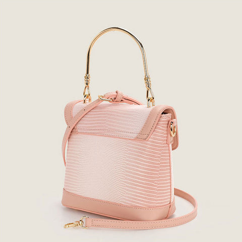 Bolso bandolera con asa superior plegable y detalle en relieve degradado - Rosa