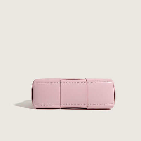 Precioso bolso tote vegano con asa superior, color liso, con diseño intrecciato - Rosa