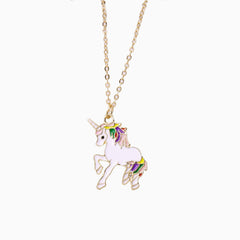 Trim Fly Back Childhood Unicorn Gold Pendant Necklace - Gold