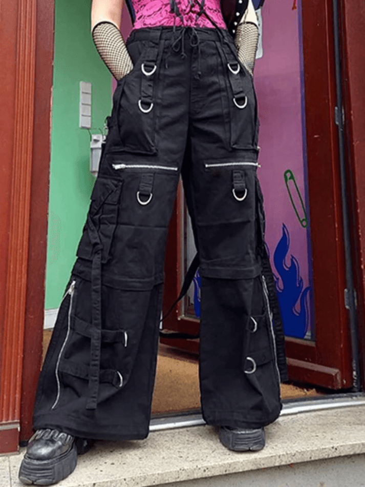 Detachable Strap Zip Fly Cargo Jeans